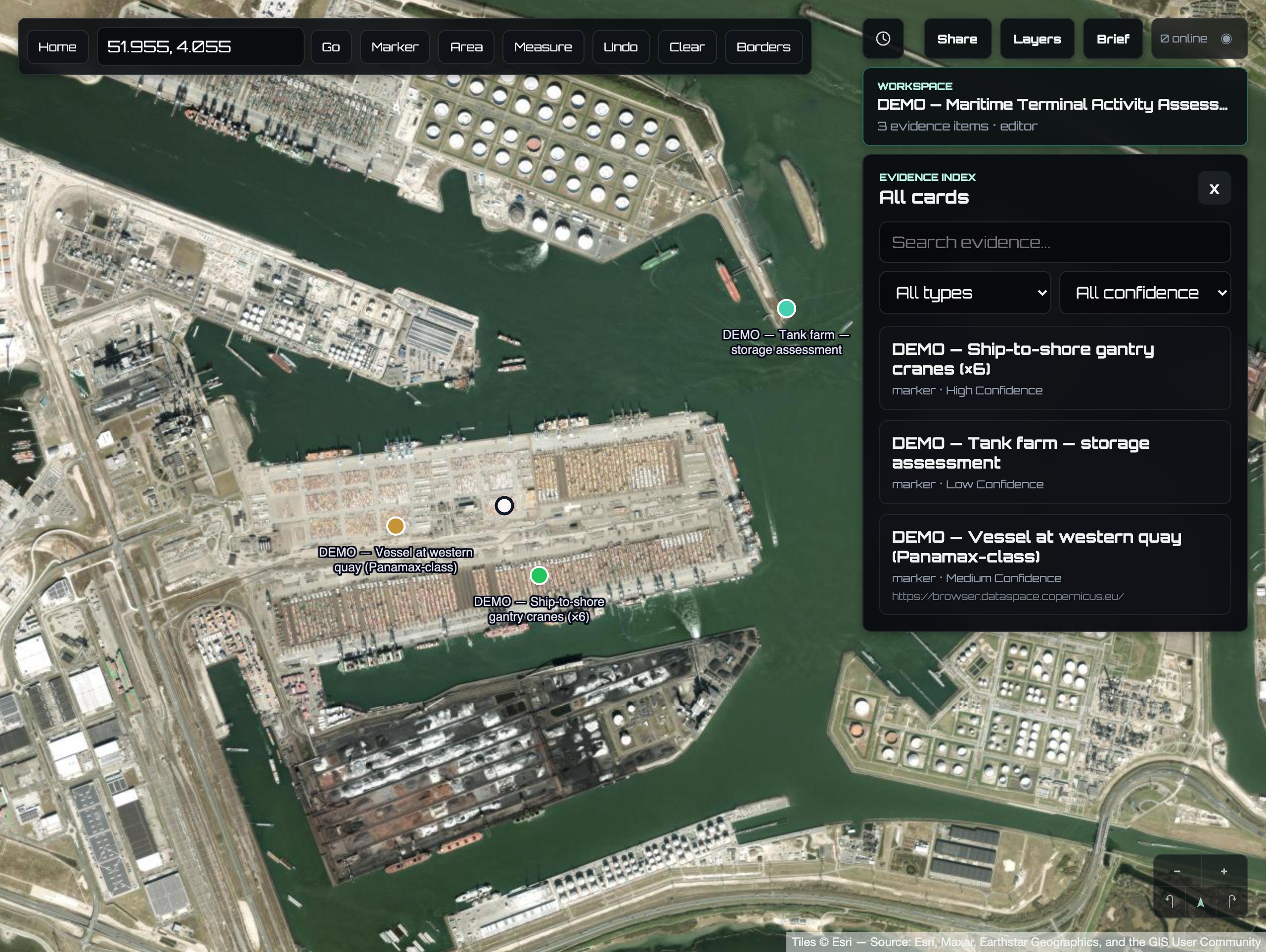 Searchable ARGUS evidence index open over the investigation map.